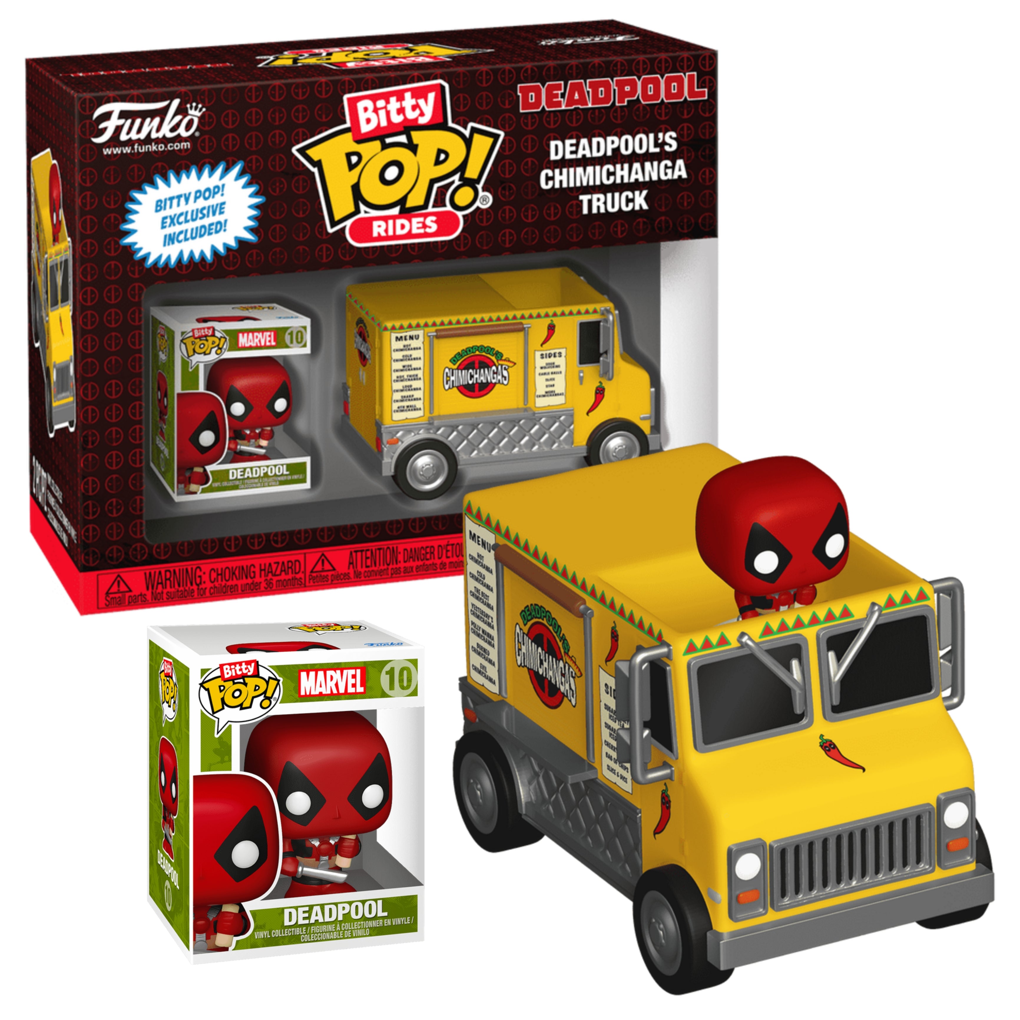 DEADPOOL CON CARRO DE CHIMICHANGAS : MARVEL - FUNKO POP BITTY RIDE