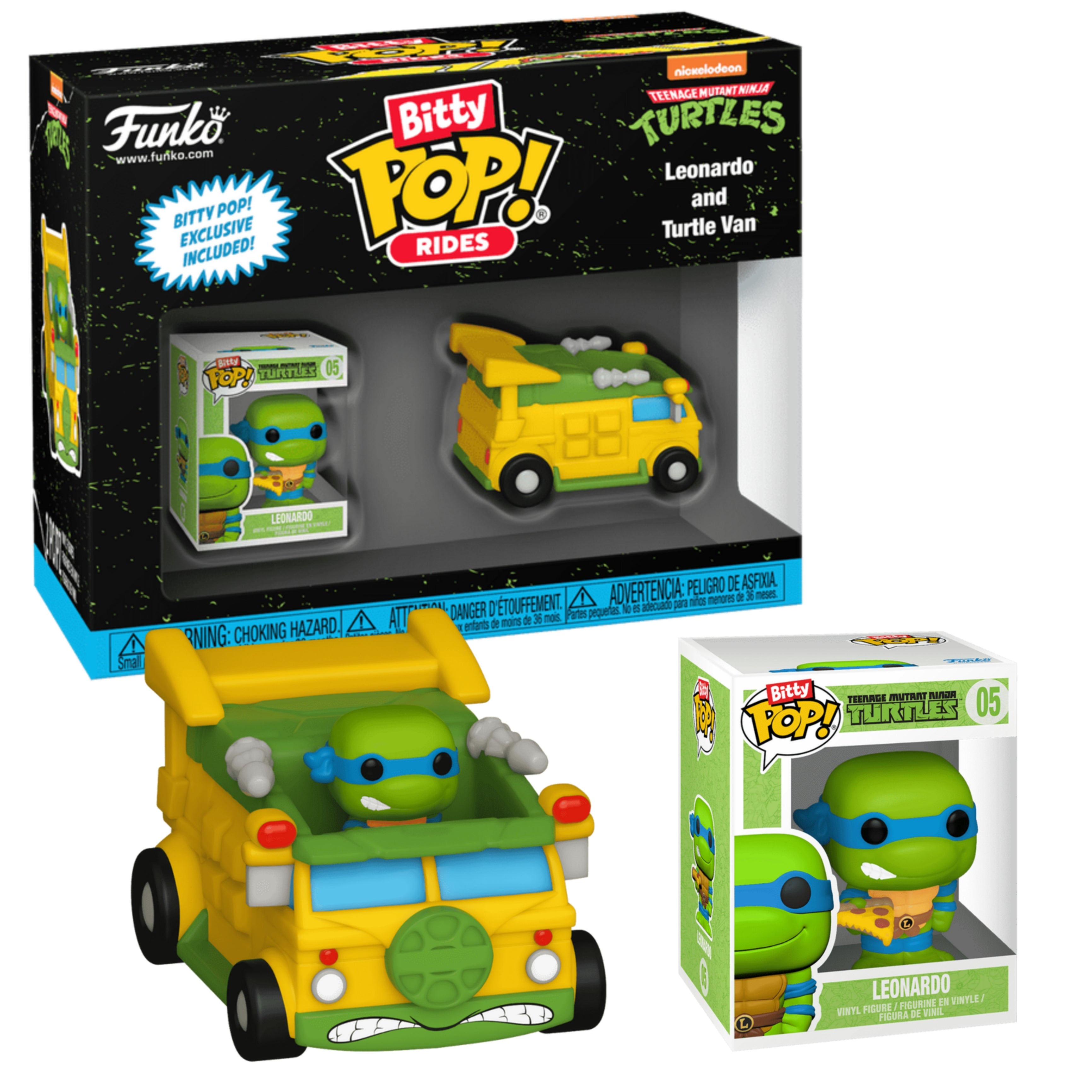 LEONARDO CON VAN : TMNT TORTUGAS NINJA - FUNKO BITTY POP RIDE