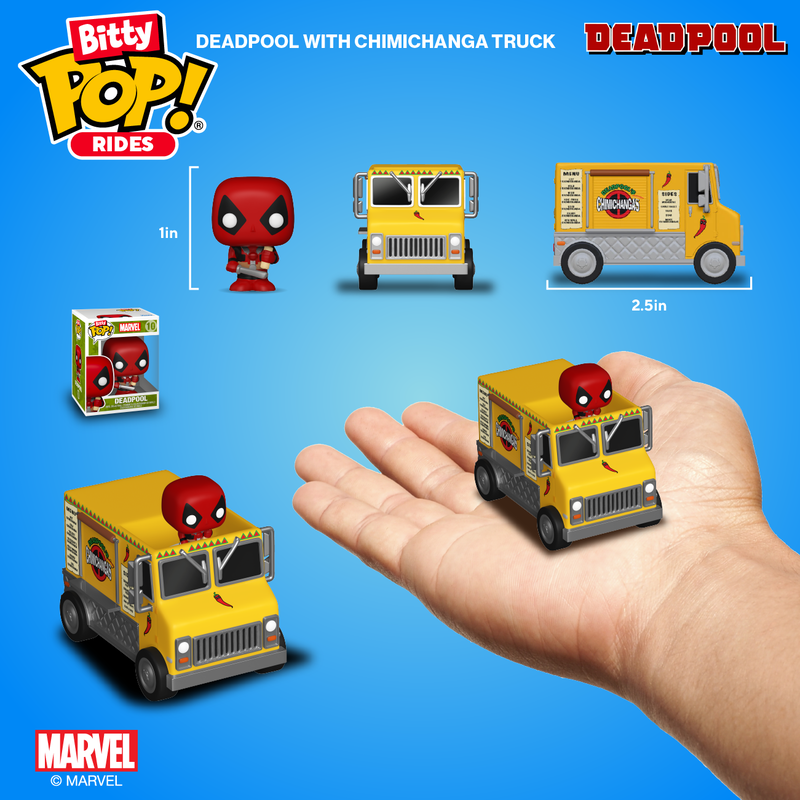 DEADPOOL CON CARRO DE CHIMICHANGAS : MARVEL - FUNKO POP BITTY RIDE